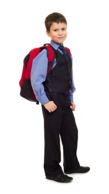 sırt çantası ile takım elbiseli erkek