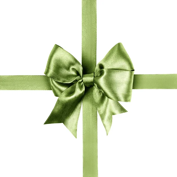 Green bow photo made from silk — Stock Photo, Image