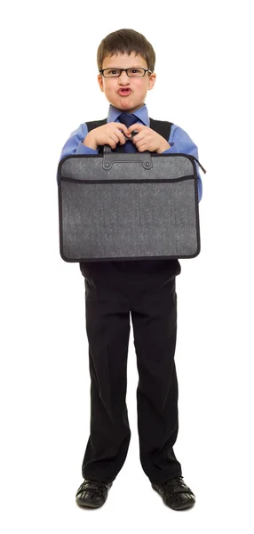 Boy in suit with briefcase Stock Image
