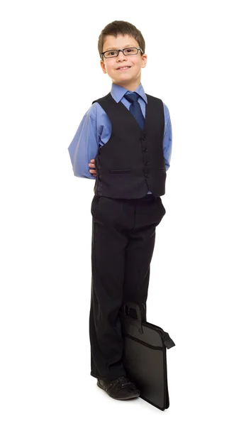 Niño de traje con maletín — Foto de Stock