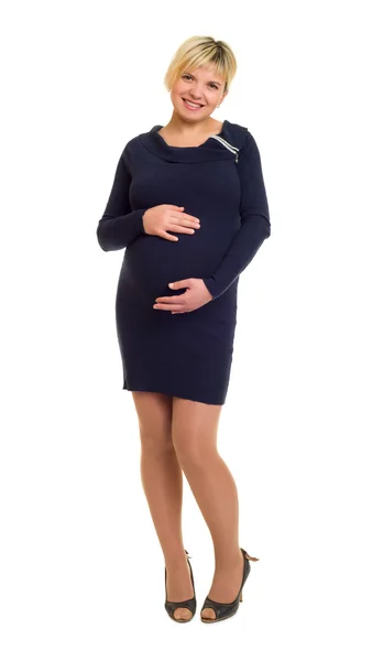검은 드레스에 임신한 여자. — 스톡 사진