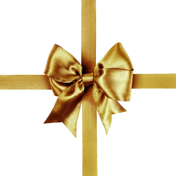 Golden bow photo made from silk — Stock Photo, Image