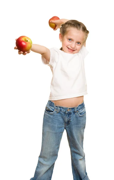 Chica con manzana roja —  Fotos de Stock