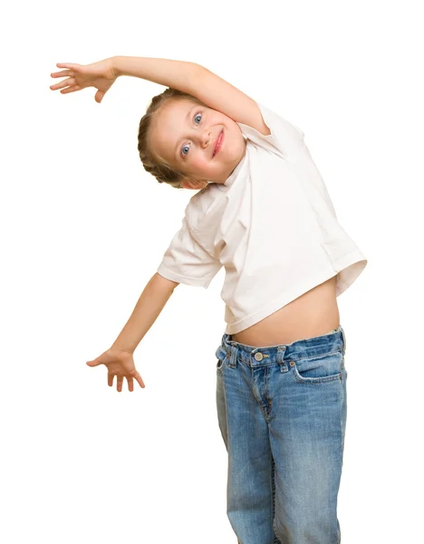 Little girl posing on white — Stock Photo, Image