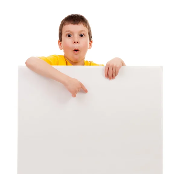 Boy with blank paper sheet — Stock Photo, Image