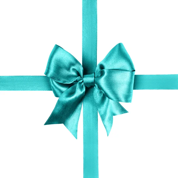 Cyan bow photo made from silk — Stock Photo, Image