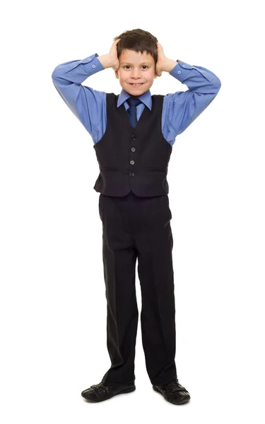 Boy in suit on white — Stock Photo, Image
