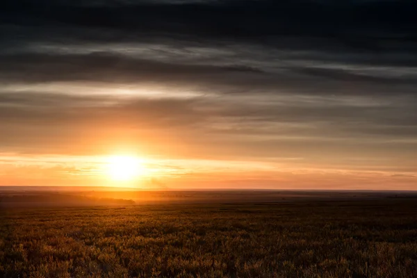 Belo pôr-do-sol no campo. paisagem de primavera — Fotografia de Stock