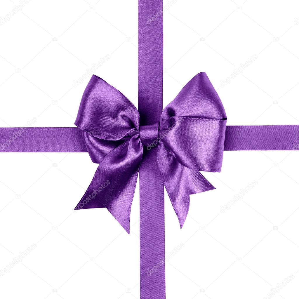 purple bow made from silk ribbon