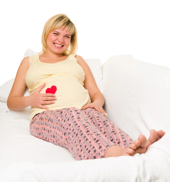 Pregnant woman in bed. — Stock Photo, Image