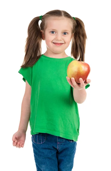 Portrait de fille avec pomme — Photo