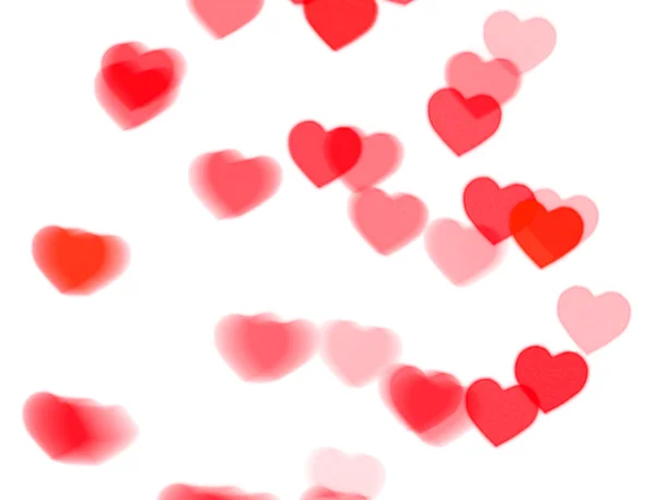 Red heart bokeh on white background — Stock Photo, Image