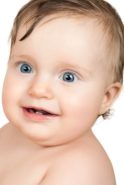 Retrato de bebé en blanco — Foto de Stock