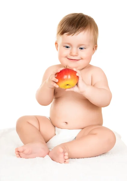 Baby mit Apfel — Stockfoto