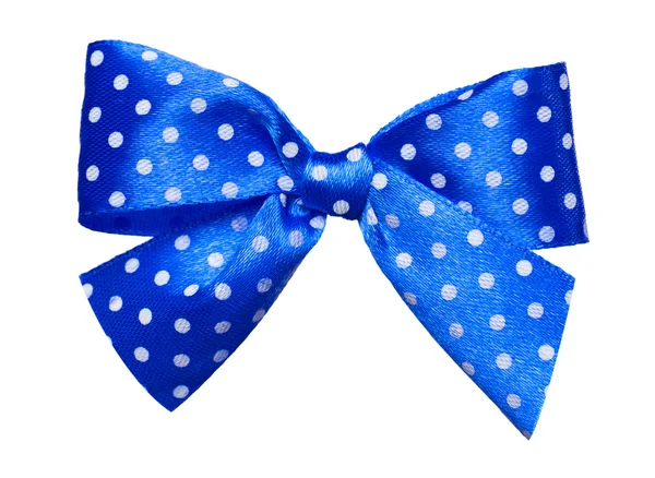 Blue bow with white polka dots made from silk — Stock Photo, Image