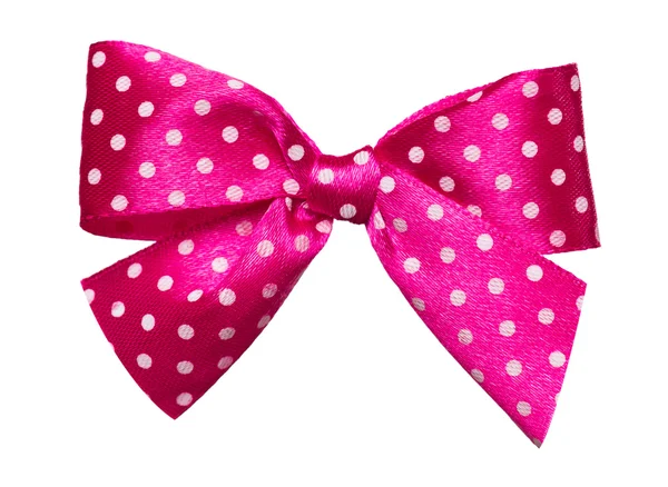 Red bow with white polka dots made from silk — Stock Photo, Image