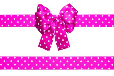 pembe fiyonk ve kurdele ile beyaz lekeli ipekten yapılmış