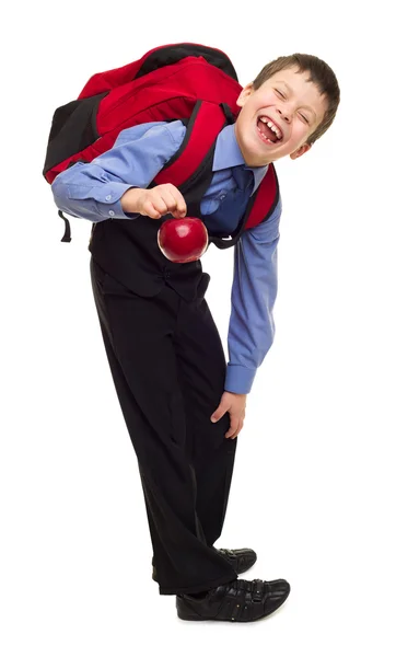 Niño en traje con mochila —  Fotos de Stock