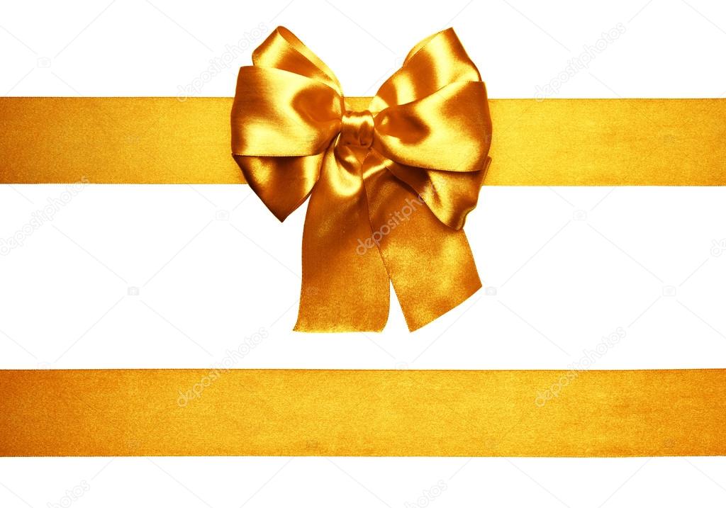 golden bow and ribbon made from silk 