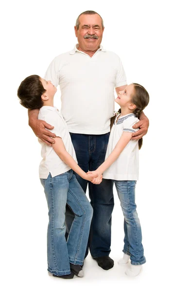 Grandfather and grandchildren portrait — Stock Photo, Image