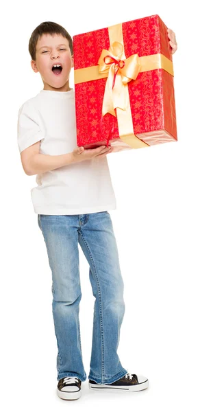 Ragazzo con confezione regalo — Foto Stock