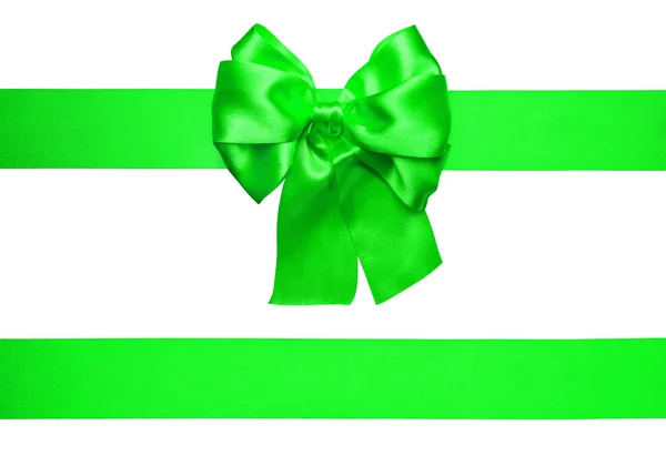 绿色弓和丝带由丝绸 — 图库照片