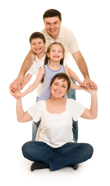 Família feliz no branco — Fotografia de Stock