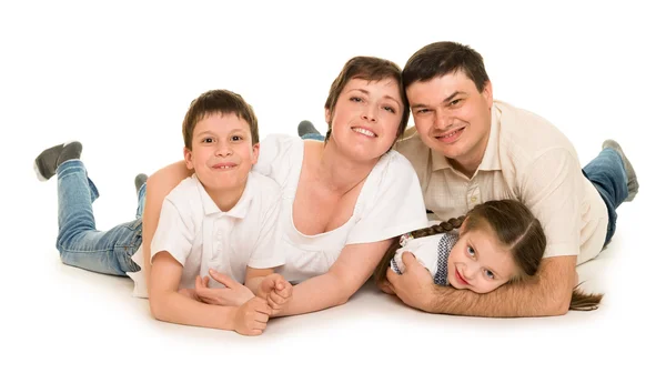 Familia feliz en blanco —  Fotos de Stock