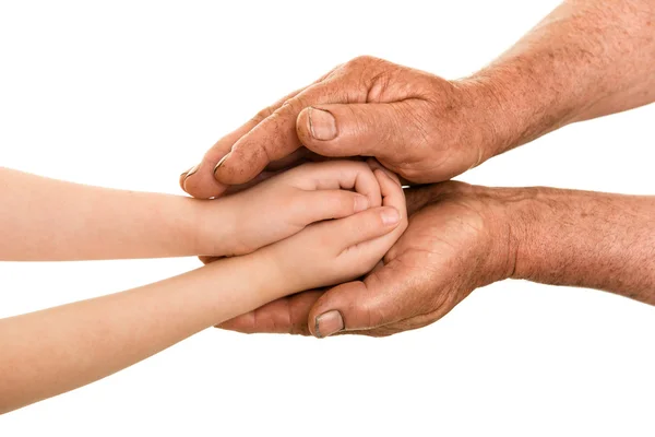 子供と老人の手 — ストック写真