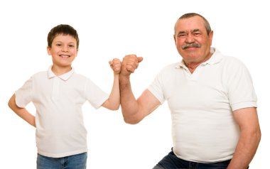 Dede ve torun kas eller göster