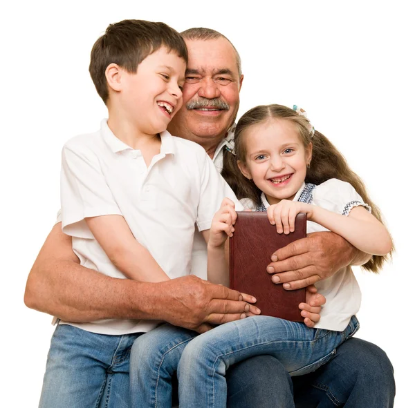 Grandfather and grandchildren portrait — Stock Photo, Image