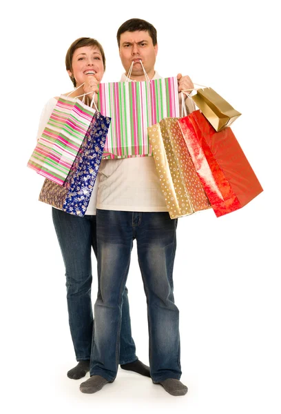Par man och kvinna med shopping väska — Stockfoto
