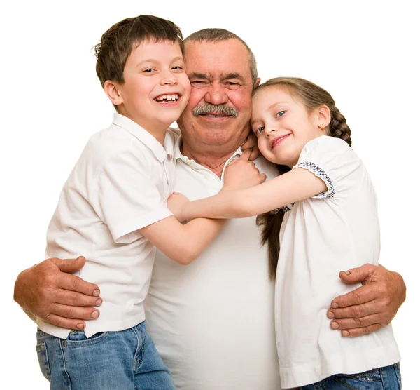 Retrato de abuelo y nietos —  Fotos de Stock