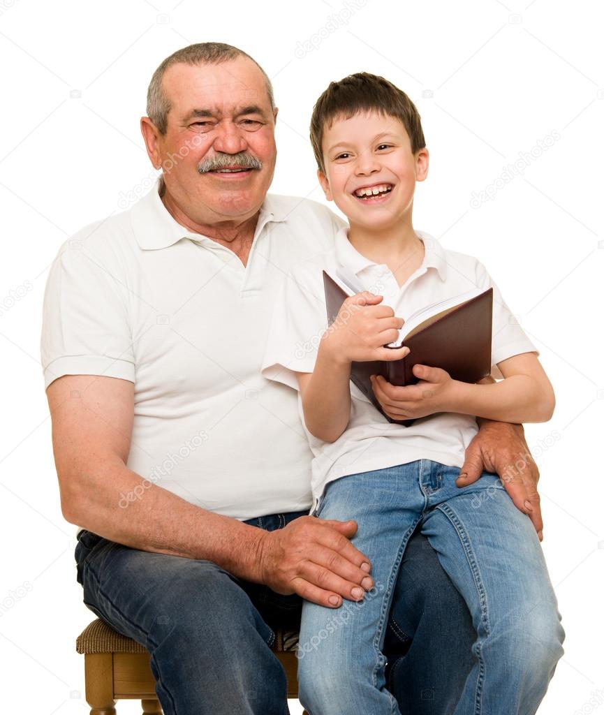 Grandfather and grandchildren portrait
