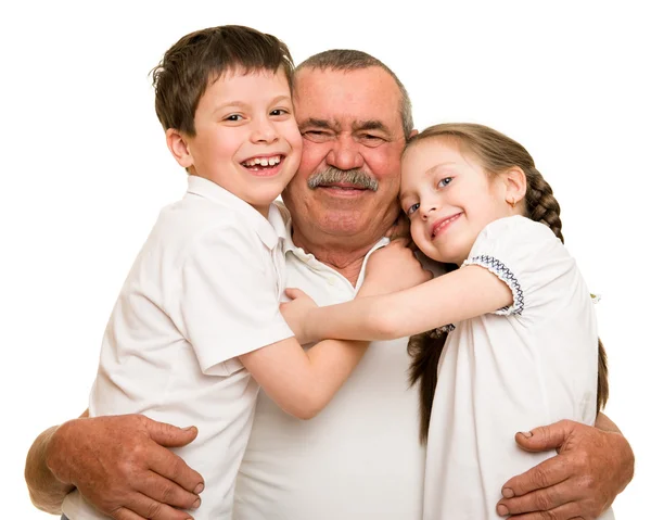 Retrato de avô e netos — Fotografia de Stock