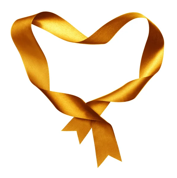 Κίτρινο καρδιά σχήμα καρέ από στριμμένα μετάξι κορδέλα — Φωτογραφία Αρχείου