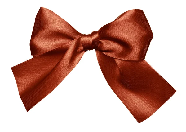 Red brown bow made from silk — Stock Photo, Image