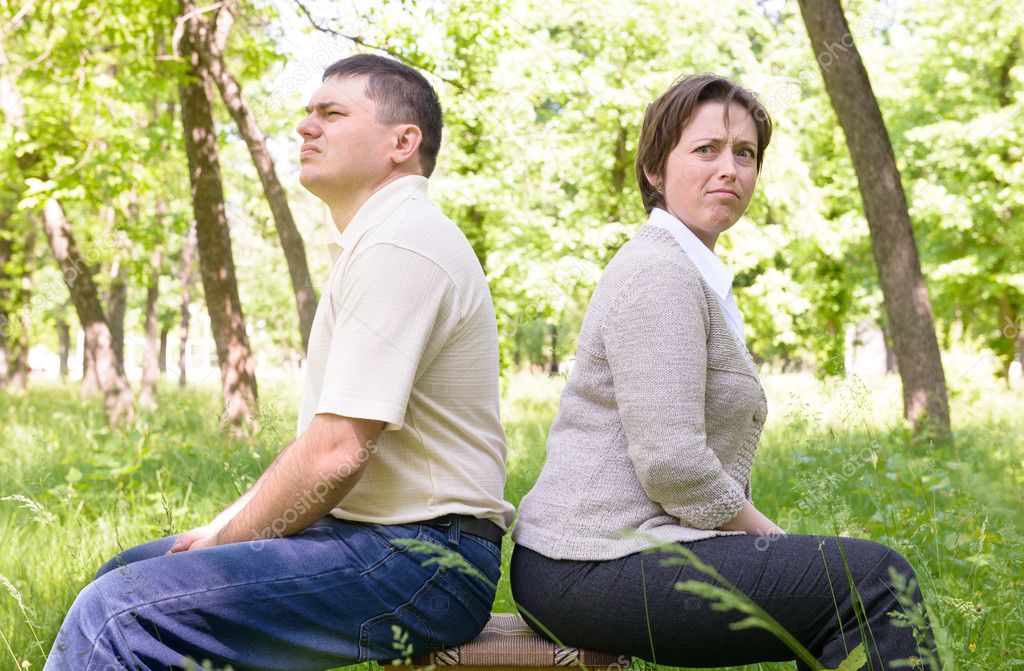 Unhappy couple in the park