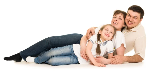 Família feliz no estúdio — Fotografia de Stock