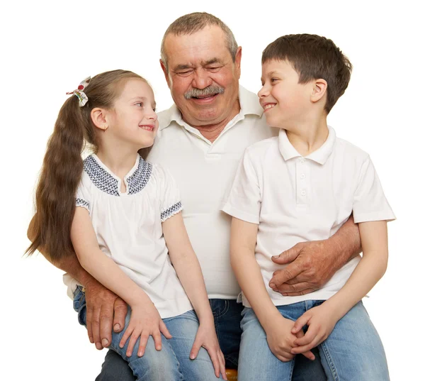 Retrato de abuelo y nietos —  Fotos de Stock