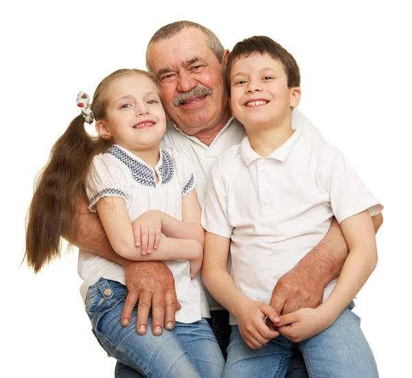 Retrato de avô e netos — Fotografia de Stock