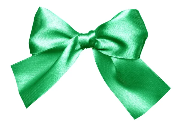 Green bow made from silk — Stock Photo, Image