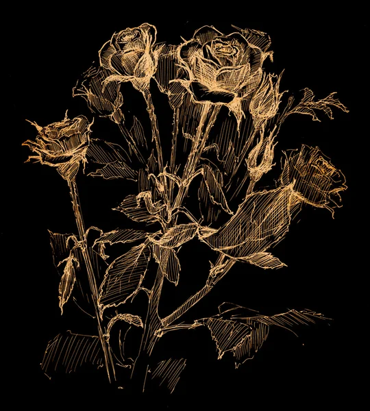 Flower sketch on black — Stock Photo, Image