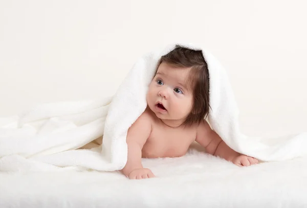 Happy baby on white — Stock Photo, Image