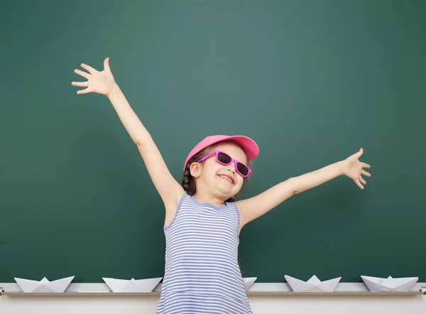 Girl near school board — Stock Photo, Image