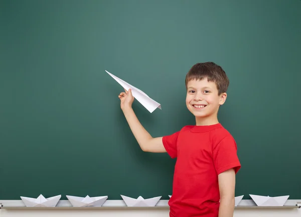 Boy near school board — Stock Photo, Image