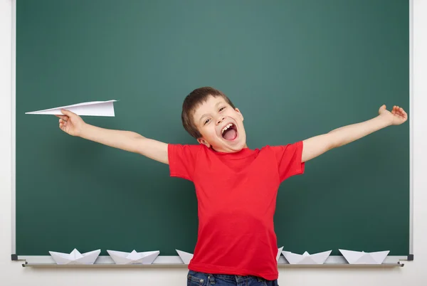 Boy near school board — Stock Photo, Image