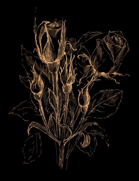 Цветочный набросок на черном фоне — стоковое фото