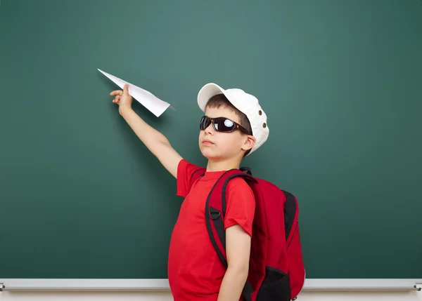 Boy and the school board — Stock Photo, Image