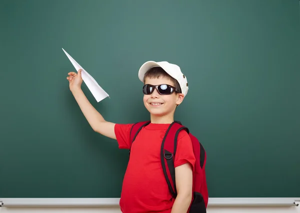 Boy and the school board — Stock Photo, Image